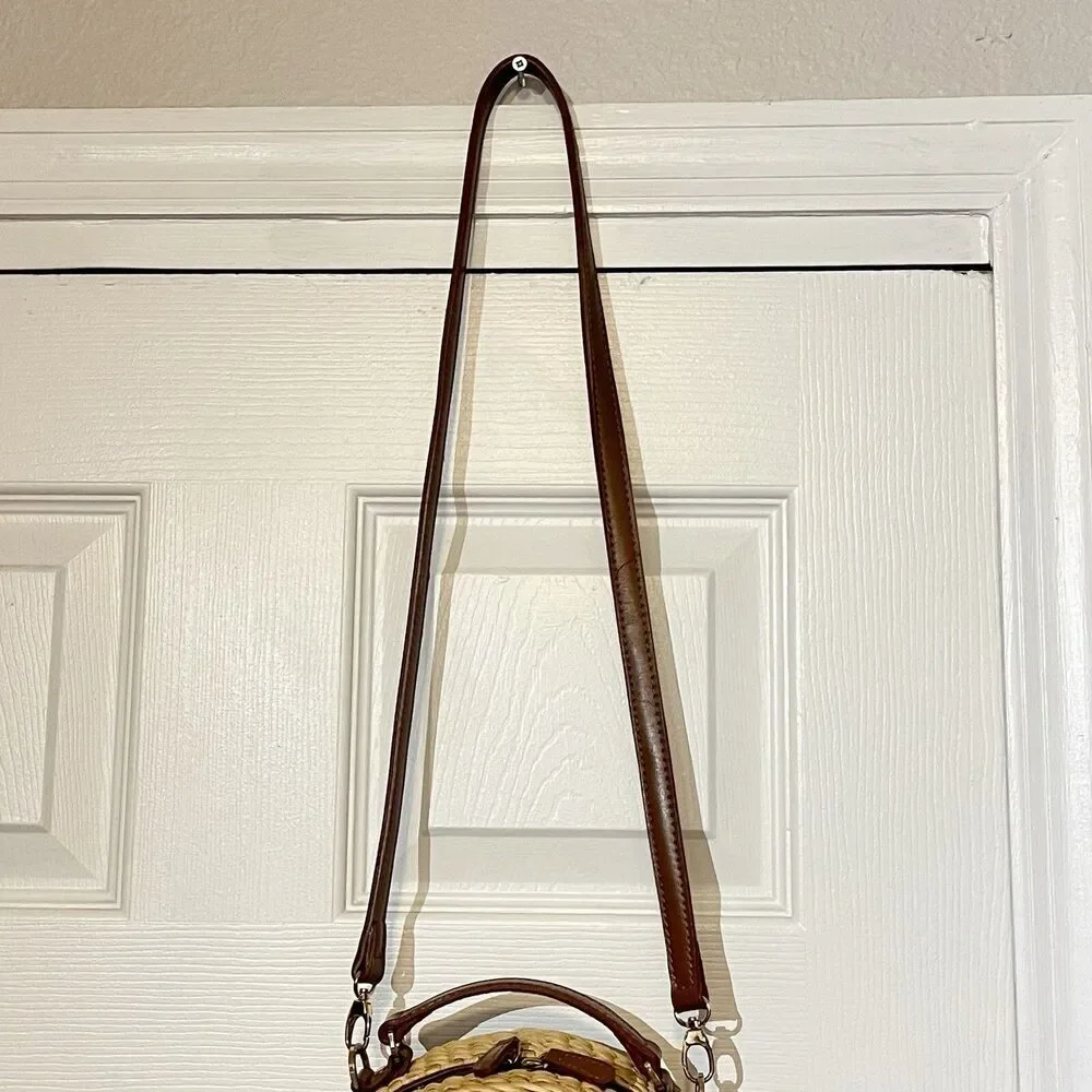 POOLSIDE x Dannijo Ariana “LOVE” Shell Rattan Circular Basket Handbag Purse